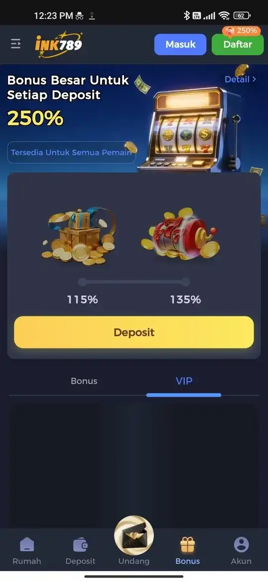 Tampilan utama INK789 APK